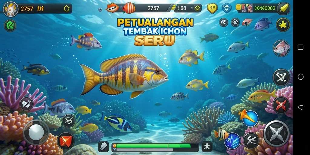 Tampilan gameplay seru di <strong>2757</strong> saat menangkap ikan.