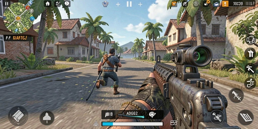 Screenshot gameplay ADG62 dengan aksi seru di TPS.
