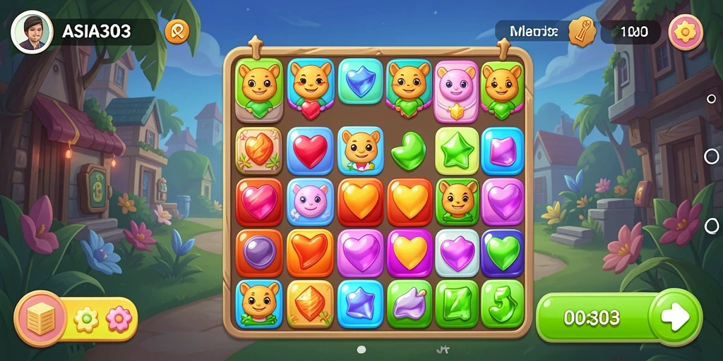 Menampilkan gameplay seru dan tantangan Match-3 yang berwarna.