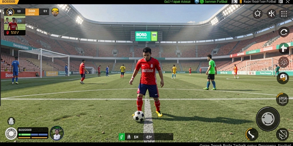 Tampilan gameplay mendebarkan di BOS5000 dengan aksi sepak bola intens.