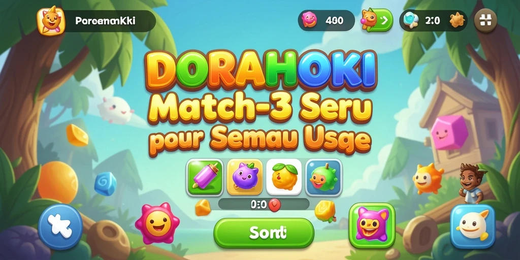Tampilan gameplay DORAHOKI yang menarik dan penuh warna.