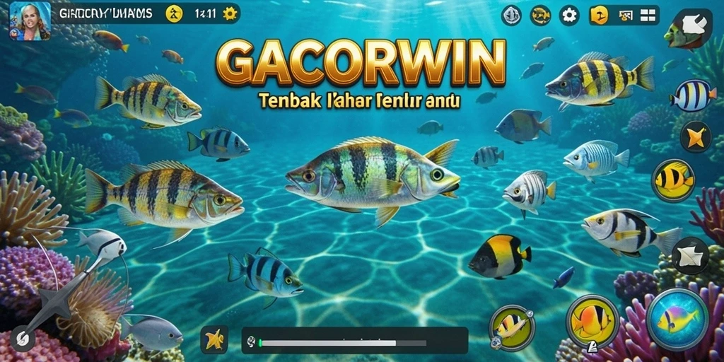 Screenshot gameplay GACORWIN yang menampilkan aksi menembak ikan.