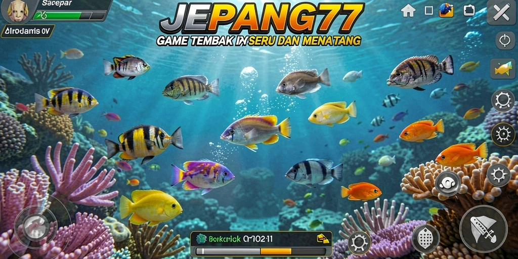 Tangkapan layar permainan JEPANG77 menunjukkan aksi seru menembak ikan.
