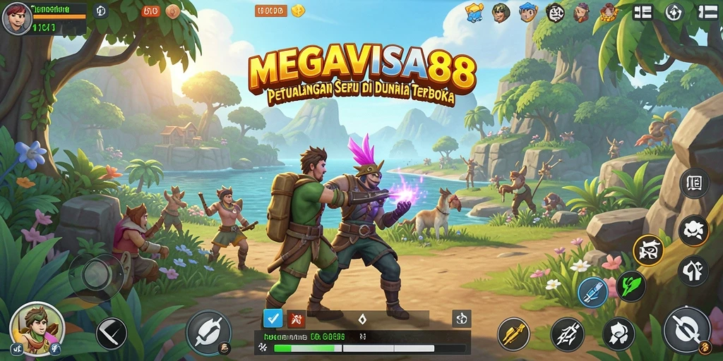 Tangkapan layar gameplay <strong>MEGAVISA88</strong> yang menampilkan dunia terbuka yang luas.