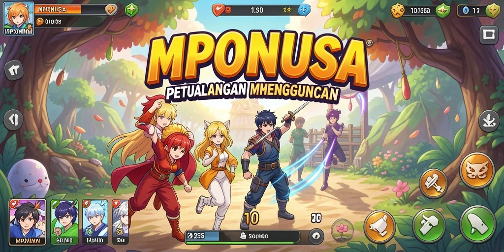 Tampilan gameplay MPONUSA yang penuh aksi dan karakter menarik.