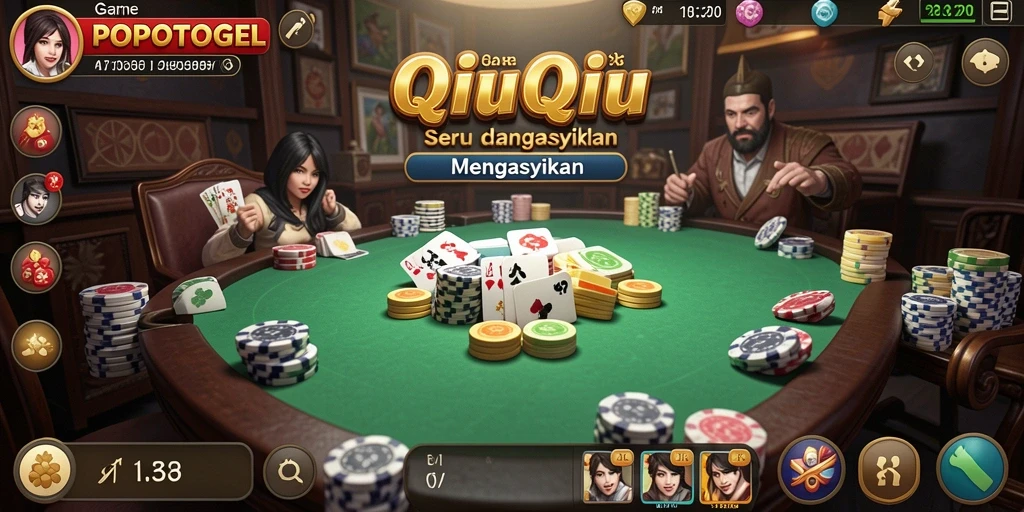 Tampilan gameplay seru di POPOTOGEL dengan kartu QiuQiu.