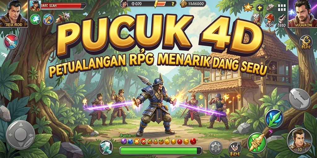 Screenshot gameplay RPG PUCUK4D yang menampilkan pertempuran seru.