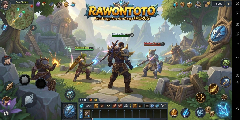 Gameplay seru dalam dunia MMORPG RAWONTOTO dengan berbagai karakter.