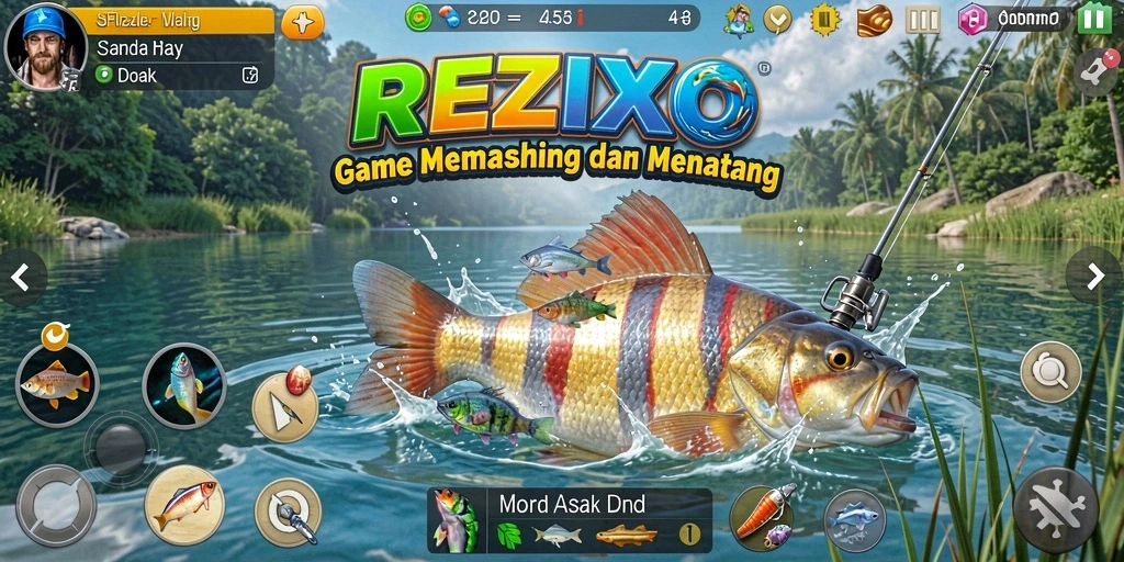 Gameplay menarik dari REZIXO yang menunjukkan aksi memancing.