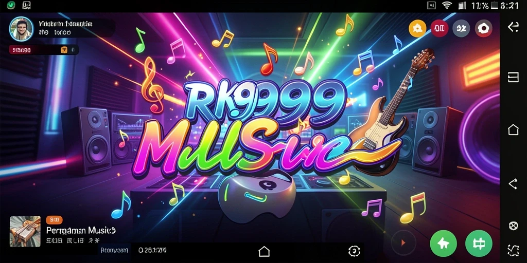 Tampilan gameplay RR999 dengan alat musik interaktif yang menyenangkan.