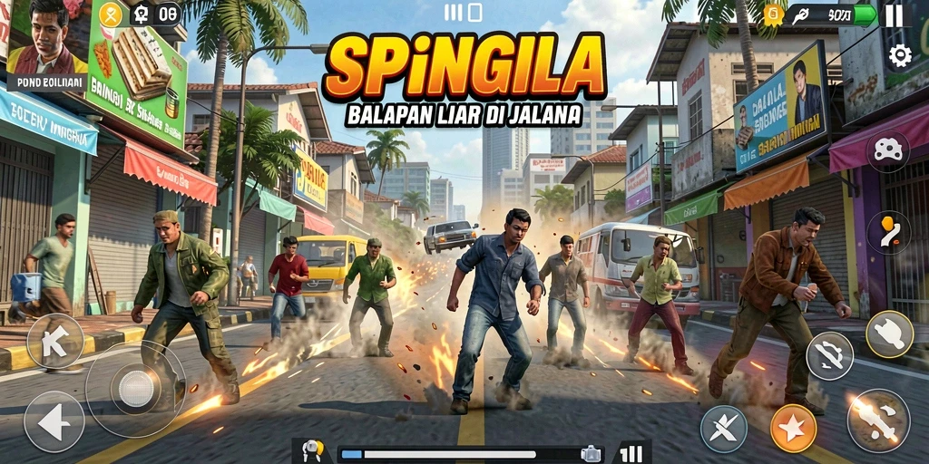 Tampilan gameplay balapan menegangkan di SPINGILA.