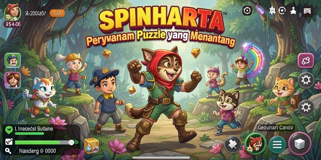 Tampilan menarik gameplay SPINHARTA dengan tantangan puzzle seru.