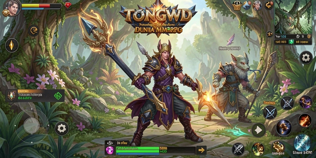 Tampilan gameplay TONGWD menampilkan aksi seru di dunia MMORPG.