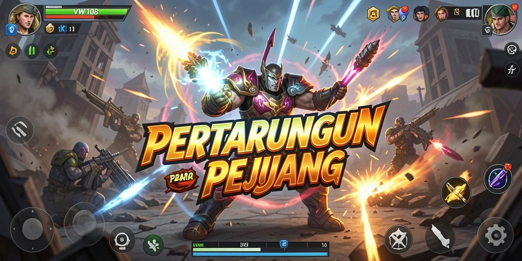 Screenshot utama VW108 menampilkan pertarungan seru antara karakter dengan skill memukau.
