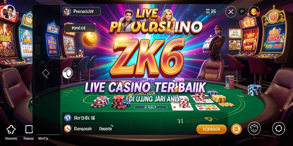 Tampilan permainan ZK6 dengan dealer langsung dalam suasana kasino.